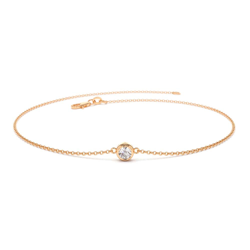 Dainty Diamond Solitaire Bracelet in 14K Gold — view 5