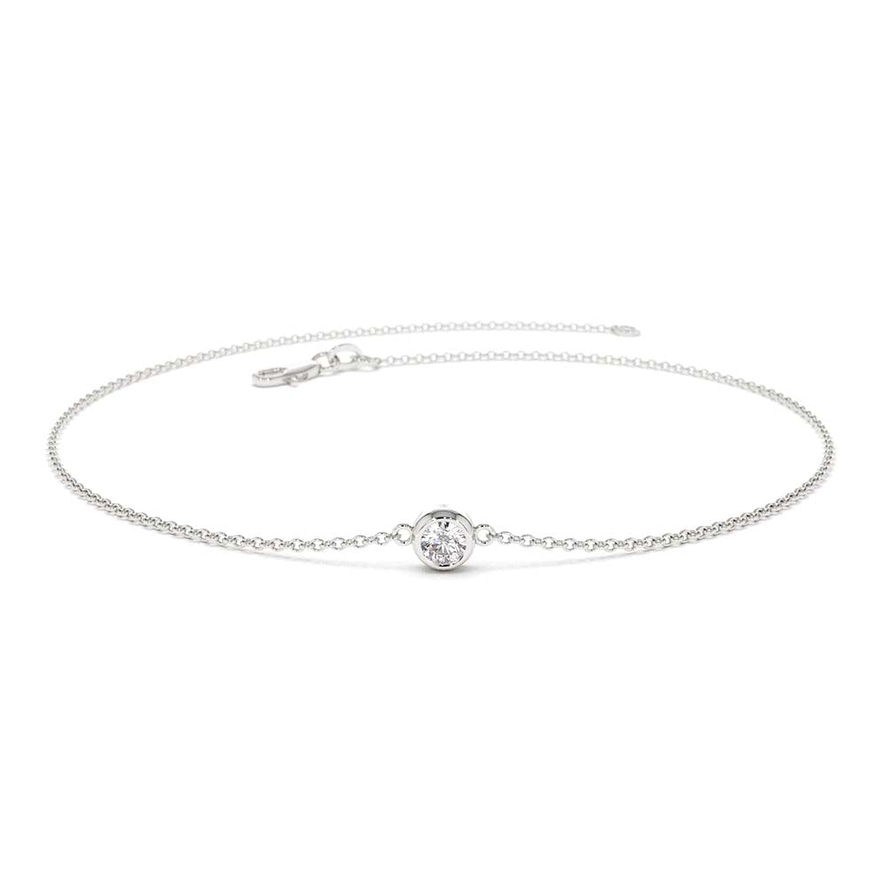 Dainty Diamond Solitaire Bracelet in 14K Gold — view 4