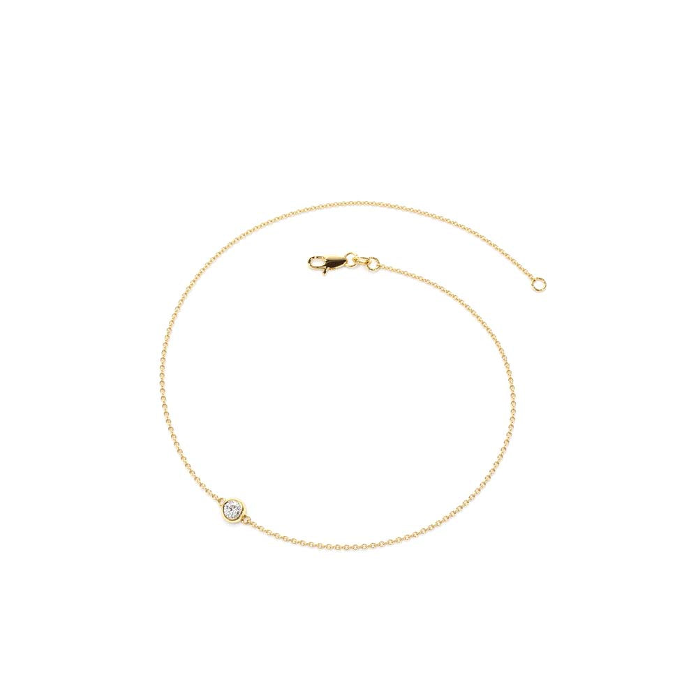 Dainty Diamond Solitaire Bracelet in 14K Gold — view 2