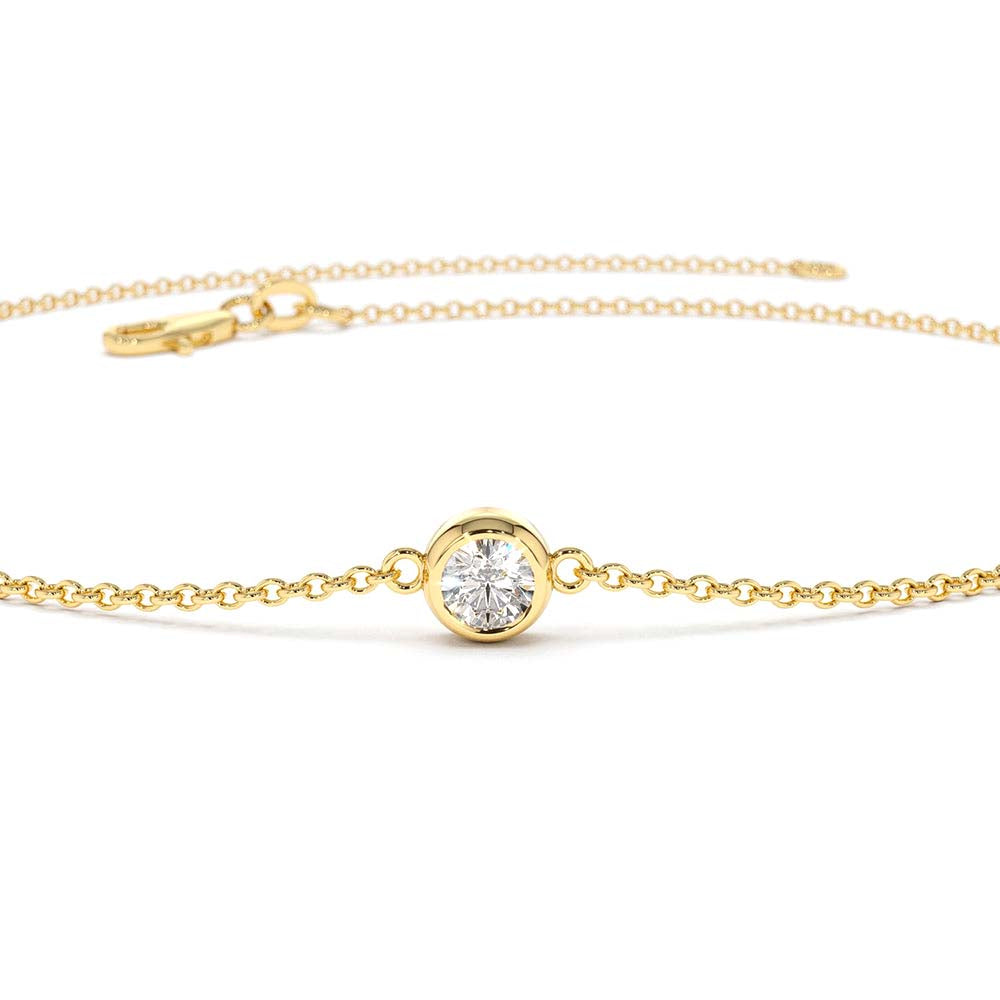 Dainty Diamond Solitaire Bracelet in 14K Gold — view 3