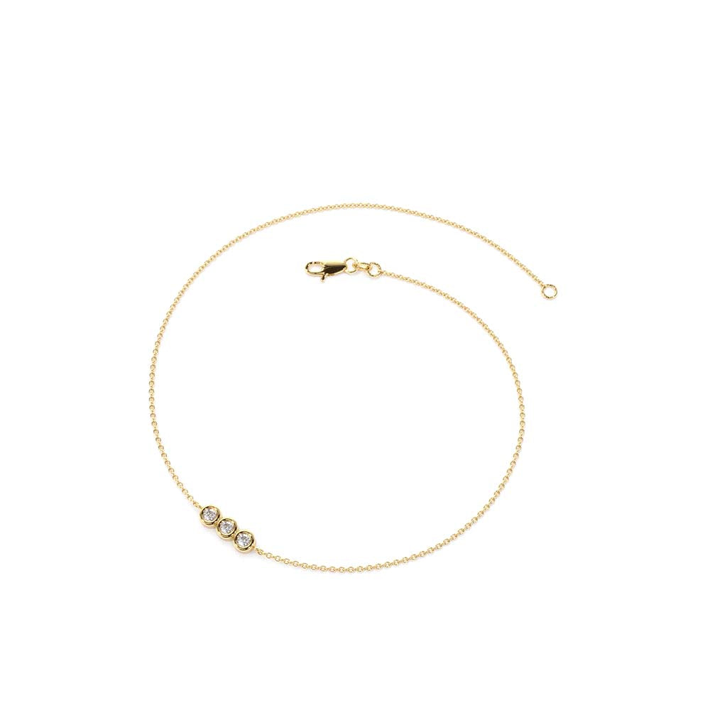 Trio Diamond Bracelet with Thin Chain in 14K Gold — view 4