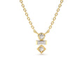 Baguette and Round Cut Diamond Necklace in 14K Gold — view 1