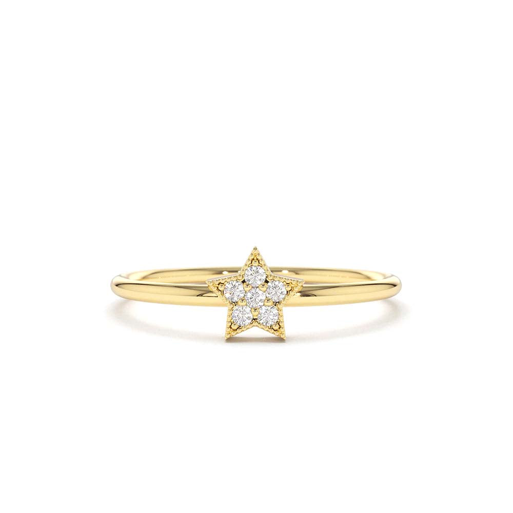 Star Shaped Diamond Ring in 14K Gold — view 1