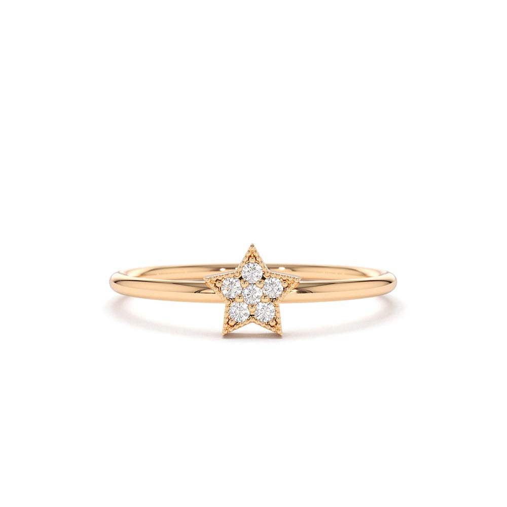Star Shaped Diamond Ring in 14K Gold — view 4