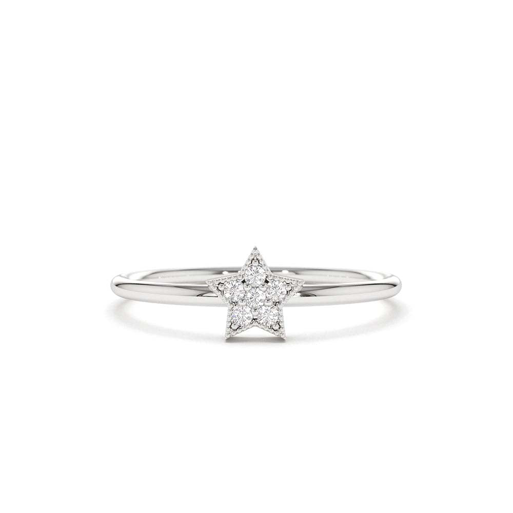 Star Shaped Diamond Ring in 14K Gold — view 3