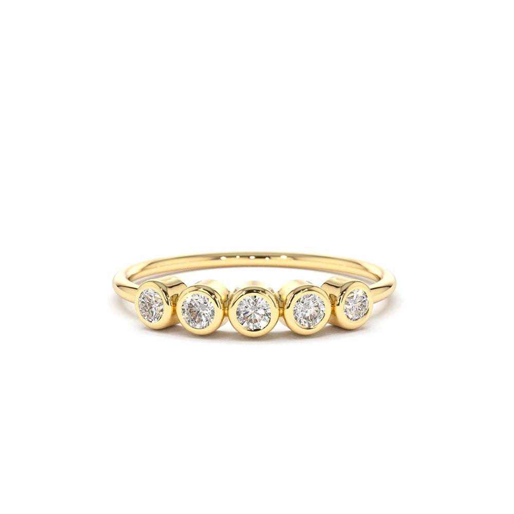 Bezel Set Diamond Wedding Band in 14K Gold — view 1