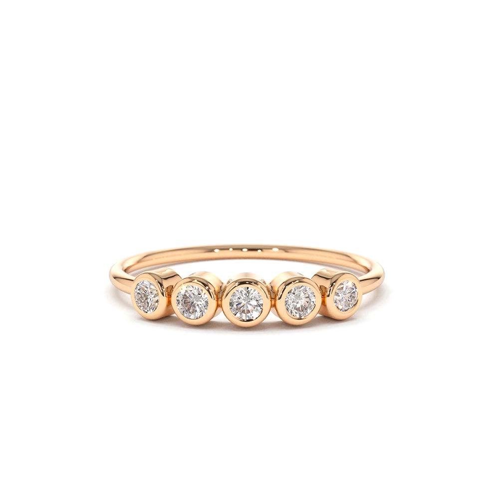 Bezel Set Diamond Wedding Band in 14K Gold — view 4