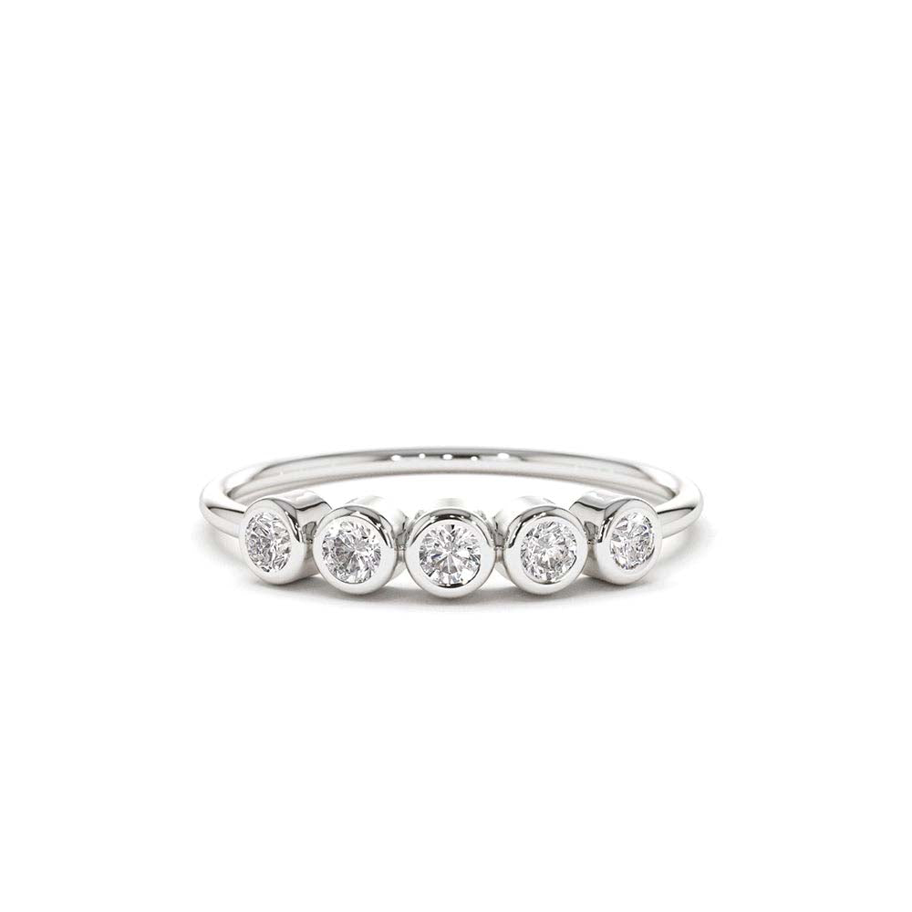 Bezel Set Diamond Wedding Band in 14K Gold — view 3