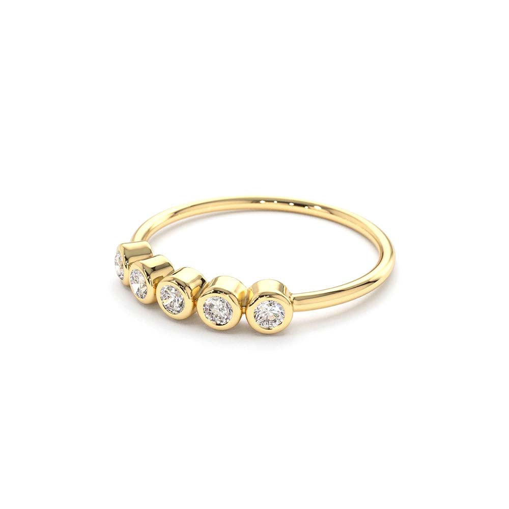 Bezel Set Diamond Wedding Band in 14K Gold — view 2