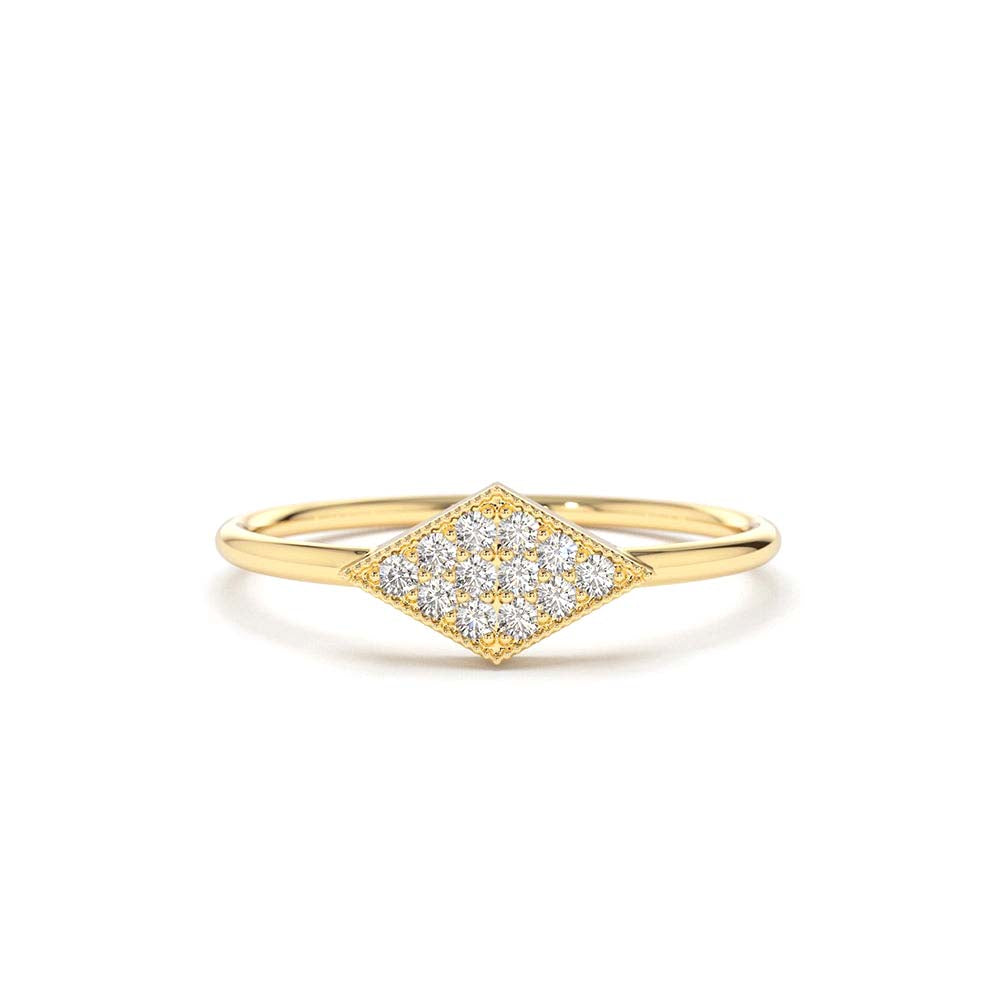 Diamond Shape Micro Pave Ring in 14K Gold — view 1