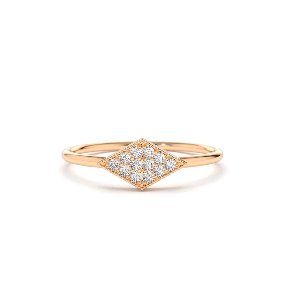 Diamond Shape Micro Pave Ring in 14K Gold — view 4