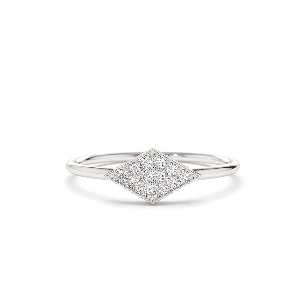 Diamond Shape Micro Pave Ring in 14K Gold — view 3
