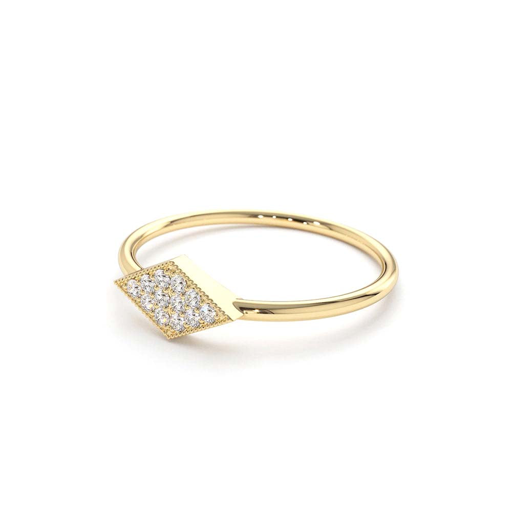 Diamond Shape Micro Pave Ring in 14K Gold — view 2