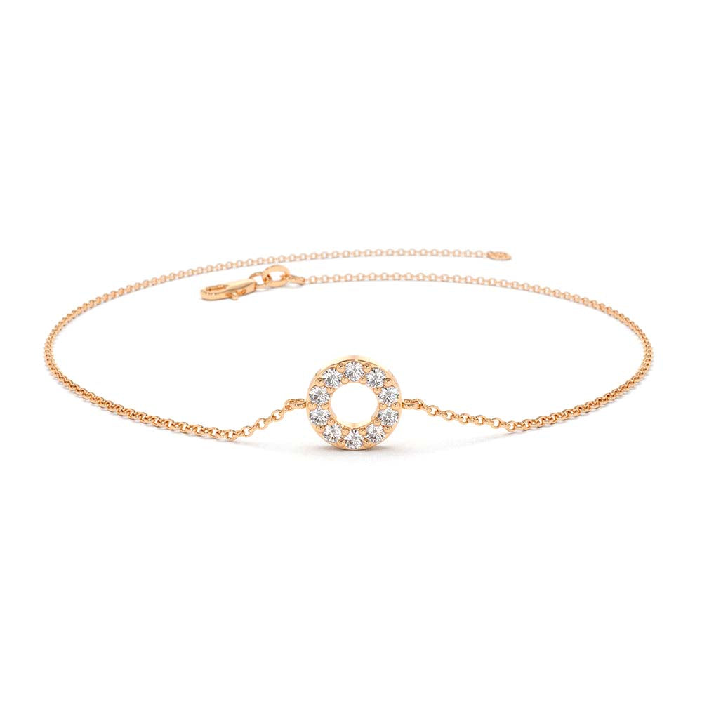 Round Pave Diamond Bracelet in 14K Gold — view 6