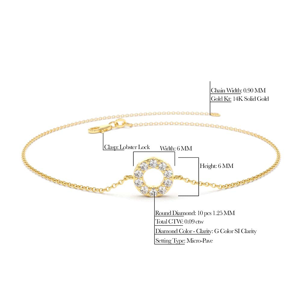 Round Pave Diamond Bracelet in 14K Gold — view 2