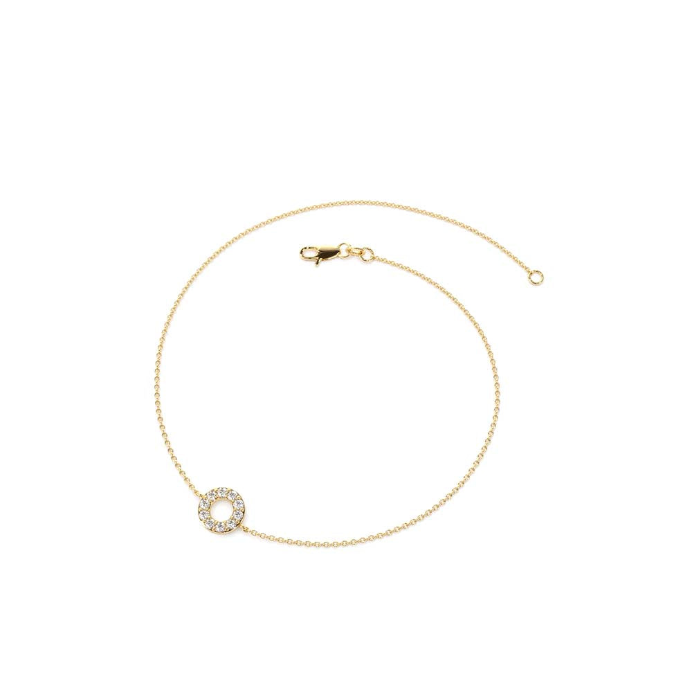Round Pave Diamond Bracelet in 14K Gold — view 3