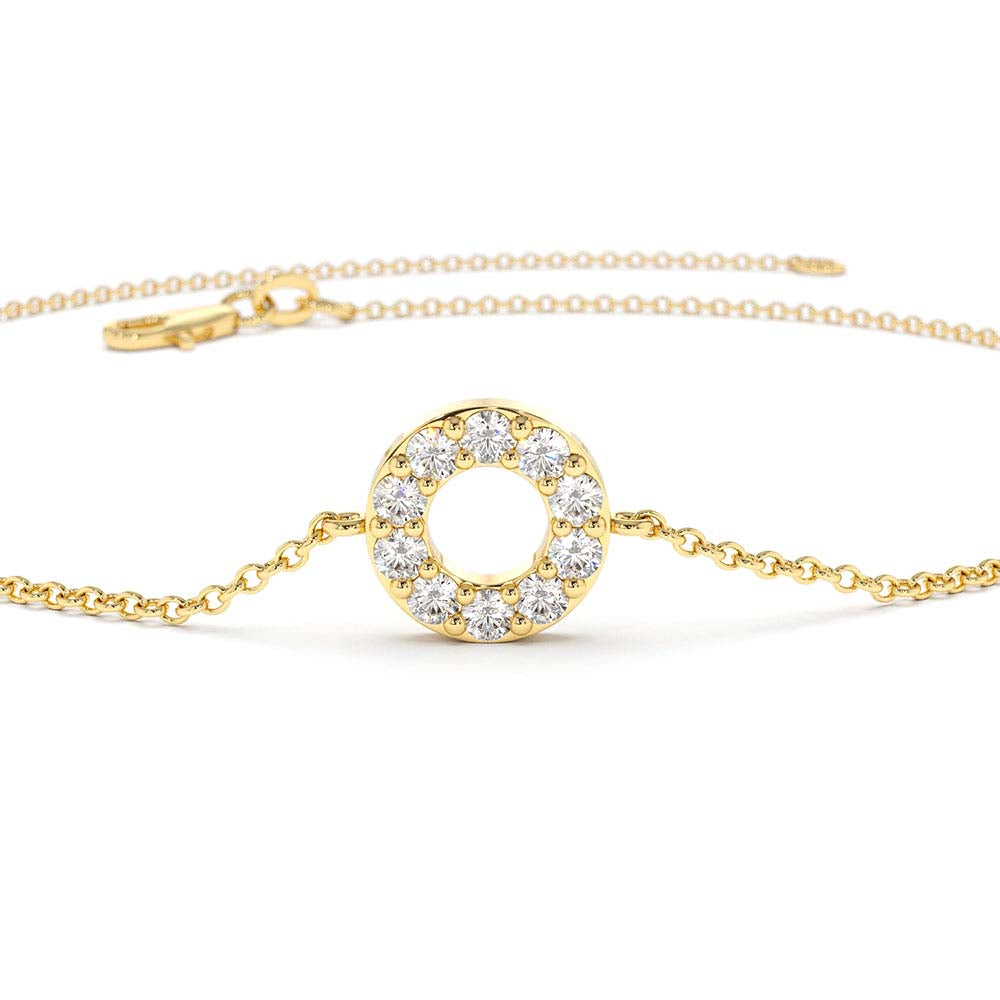 Round Pave Diamond Bracelet in 14K Gold — view 4