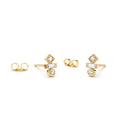 Baguette and Round Cut Mix Diamond Earrings in 14K Gold — view 1