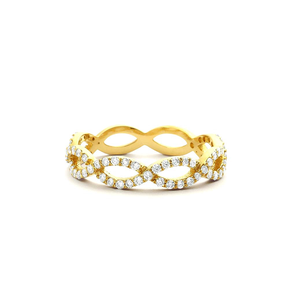 Micro Pave Set Diamond Infinity Ring in 14K Gold — view 1