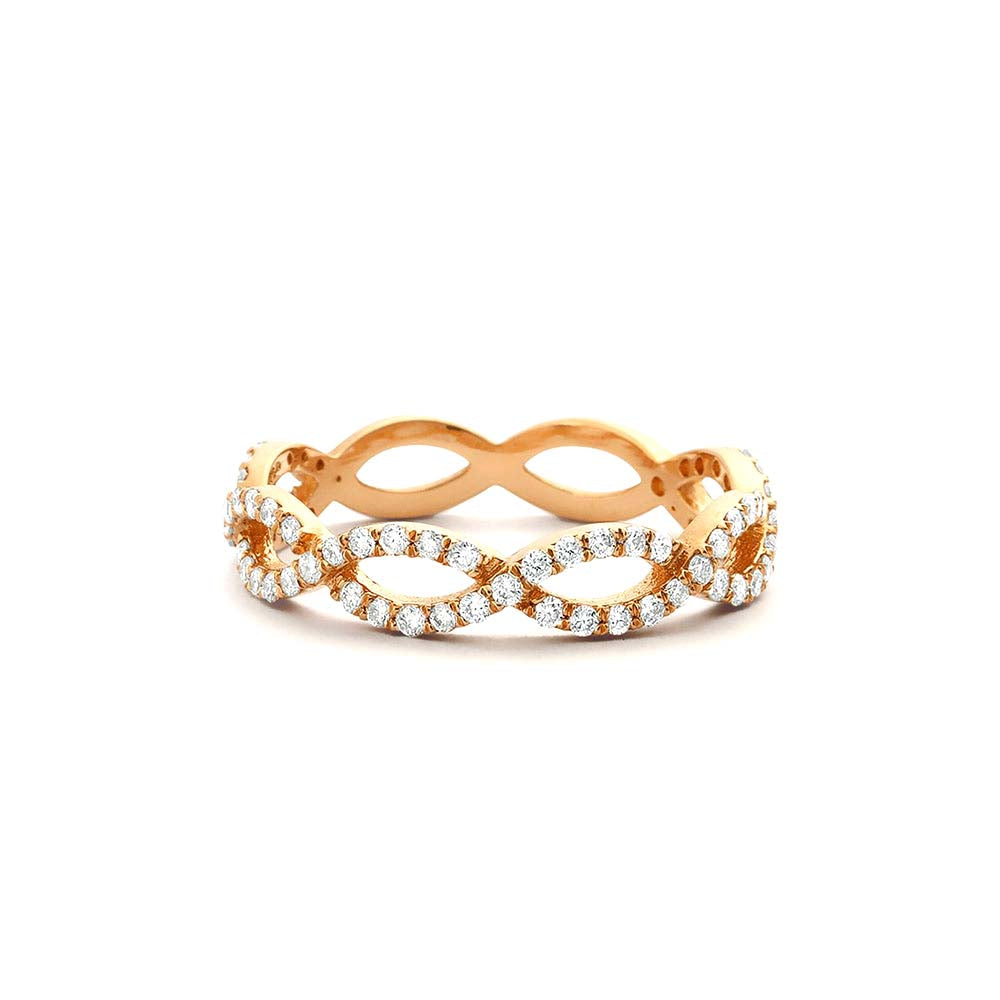 Micro Pave Set Diamond Infinity Ring in 14K Gold — view 3