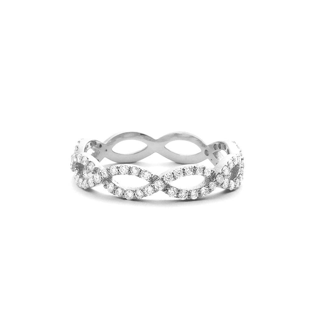 Micro Pave Set Diamond Infinity Ring in 14K Gold — view 2