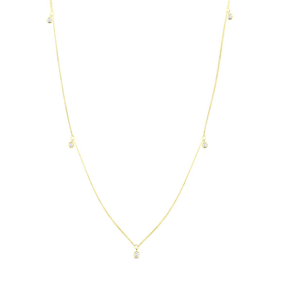 5 Diamond Dangle Necklace in 14K Gold — view 2