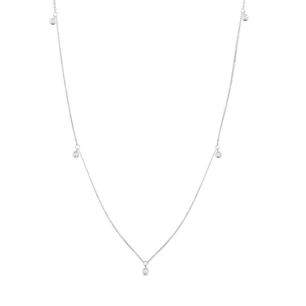5 Diamond Dangle Necklace in 14K Gold — view 4