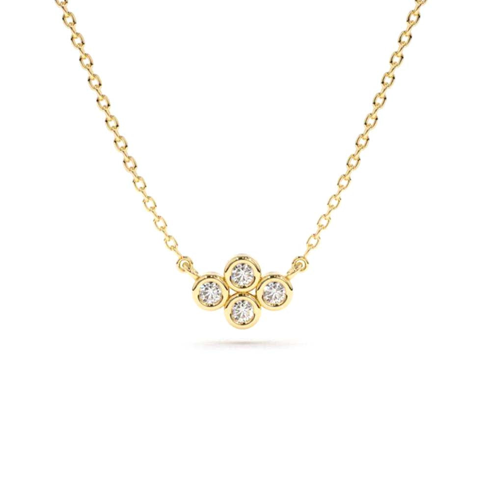 Four Stone Diamond Cluster Necklace in 14K Gold — view 1