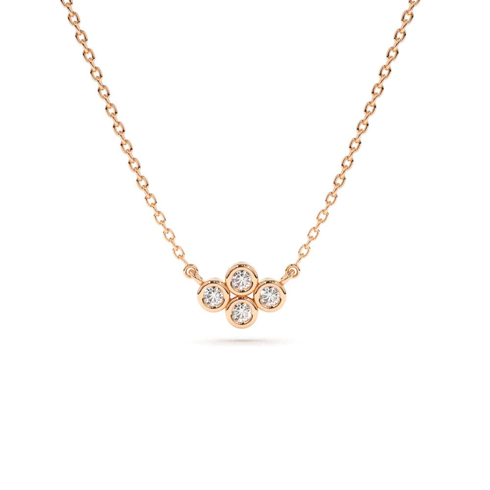 Four Stone Diamond Cluster Necklace in 14K Gold — view 4