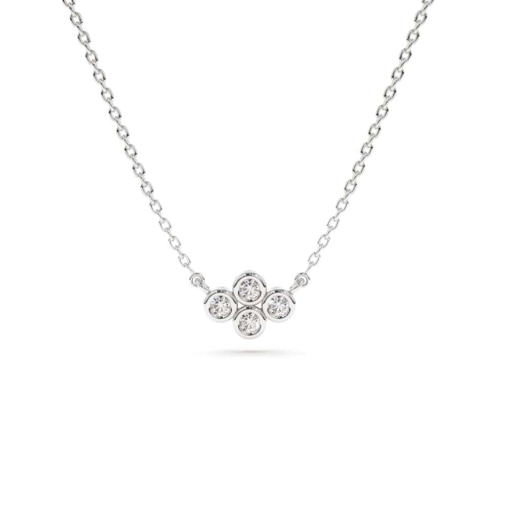 Four Stone Diamond Cluster Necklace in 14K Gold — view 3