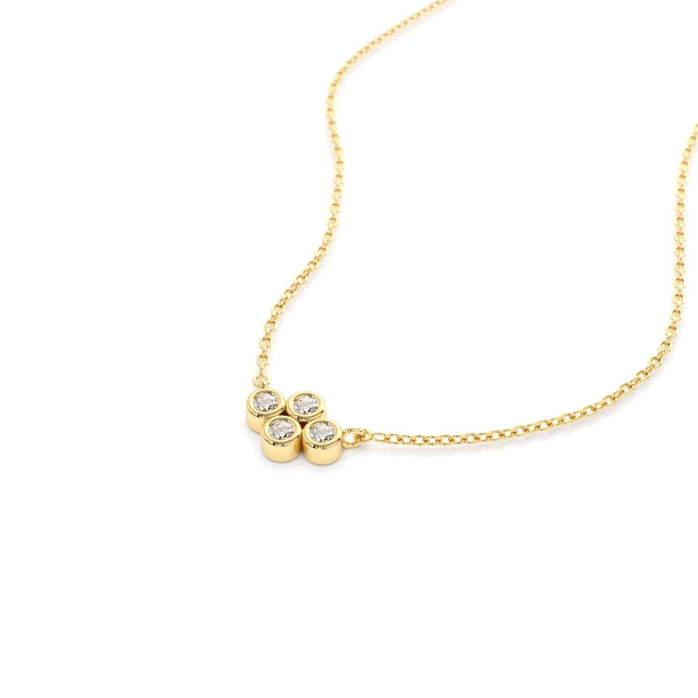 Four Stone Diamond Cluster Necklace in 14K Gold — view 2