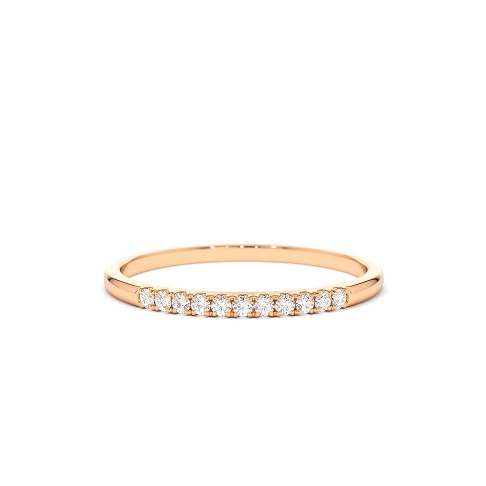 11 Stone Diamond Wedding Band in 14K Gold — view 4