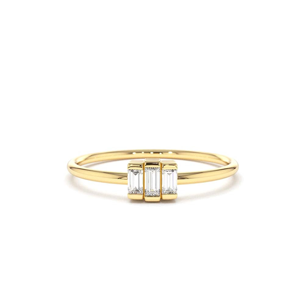 Baguette Trio Diamond Ring in 14K Gold — view 1