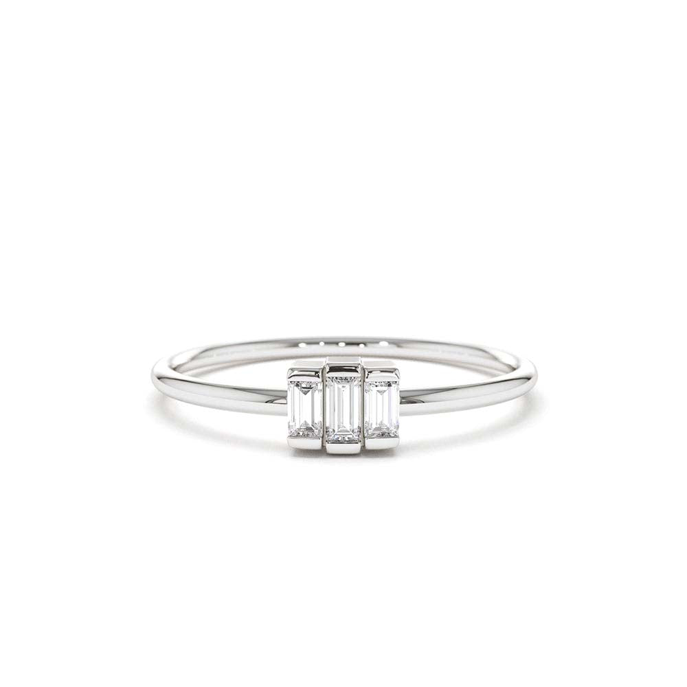 Baguette Trio Diamond Ring in 14K Gold — view 4