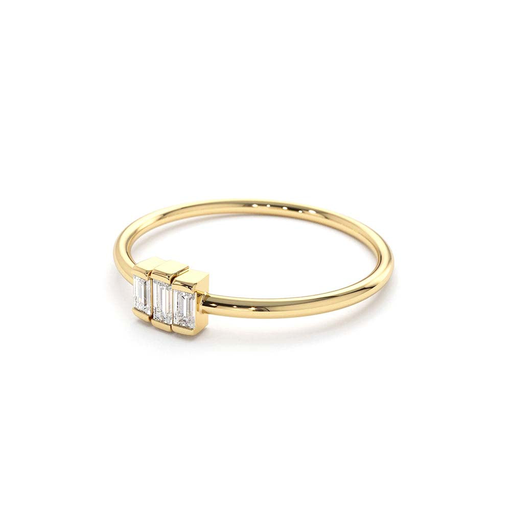 Baguette Trio Diamond Ring in 14K Gold — view 3