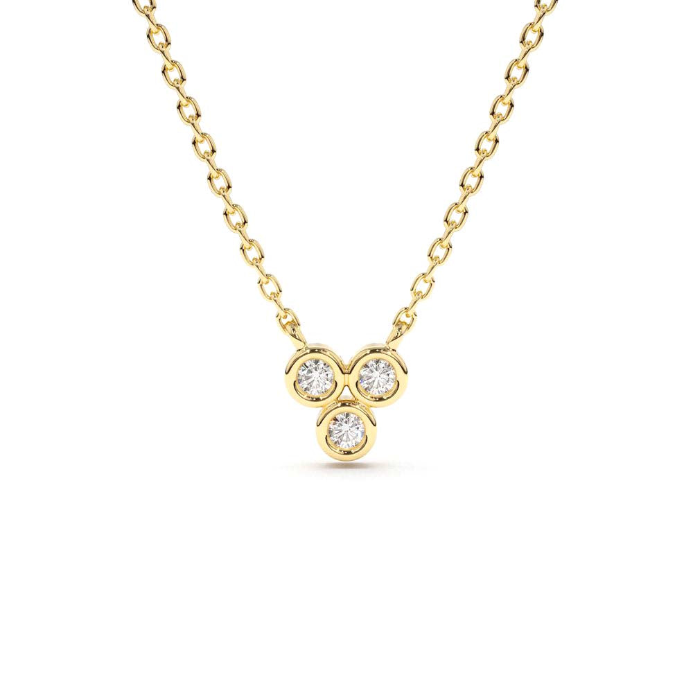 Bezel Set Trio Diamond Necklace in 14K Gold — view 1