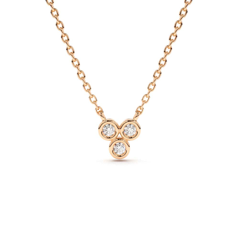 Bezel Set Trio Diamond Necklace in 14K Gold — view 4