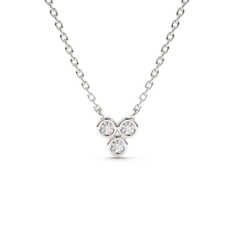 Bezel Set Trio Diamond Necklace in 14K Gold — view 3