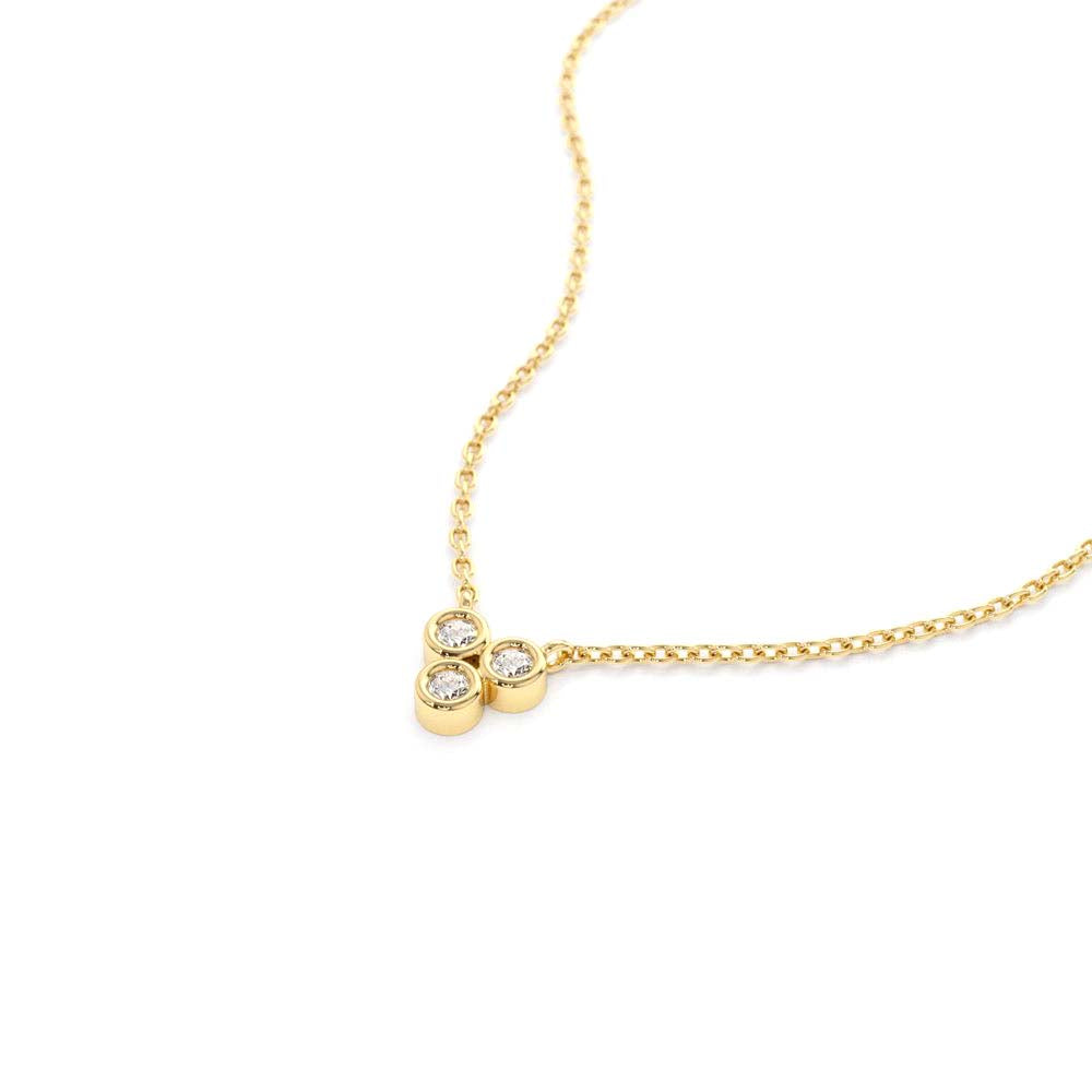 Bezel Set Trio Diamond Necklace in 14K Gold — view 2