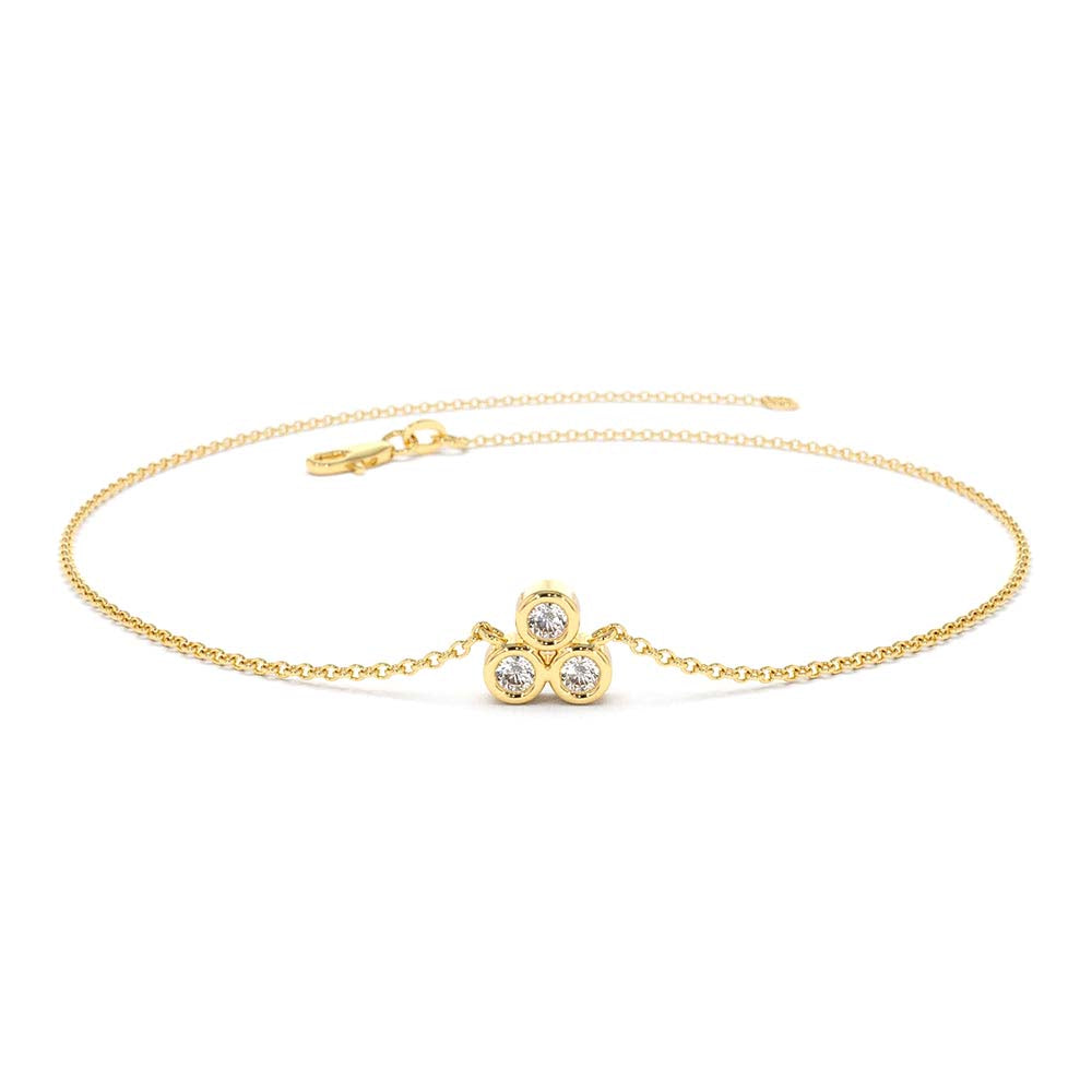 Triangle Trio Dainty Diamond Bracelet in 14K Gold — view 1