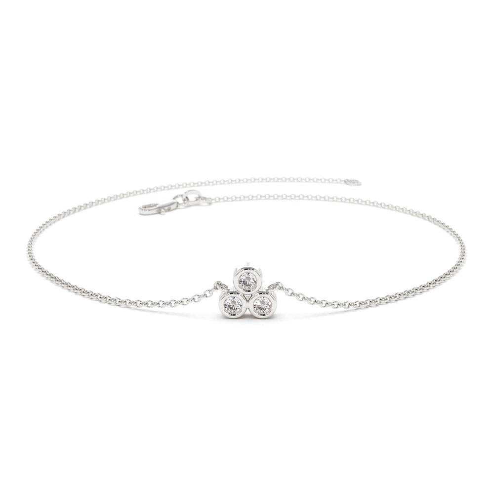 Triangle Trio Dainty Diamond Bracelet in 14K Gold — view 5