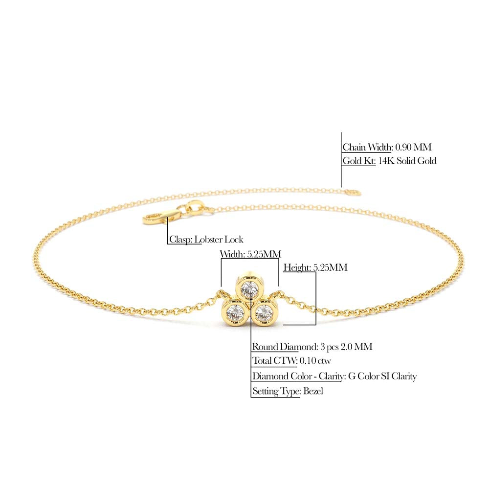 Triangle Trio Dainty Diamond Bracelet in 14K Gold — view 2