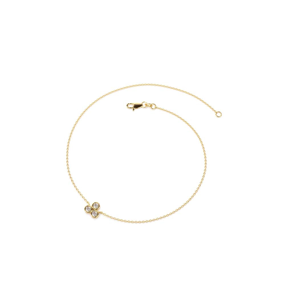 Triangle Trio Dainty Diamond Bracelet in 14K Gold — view 3