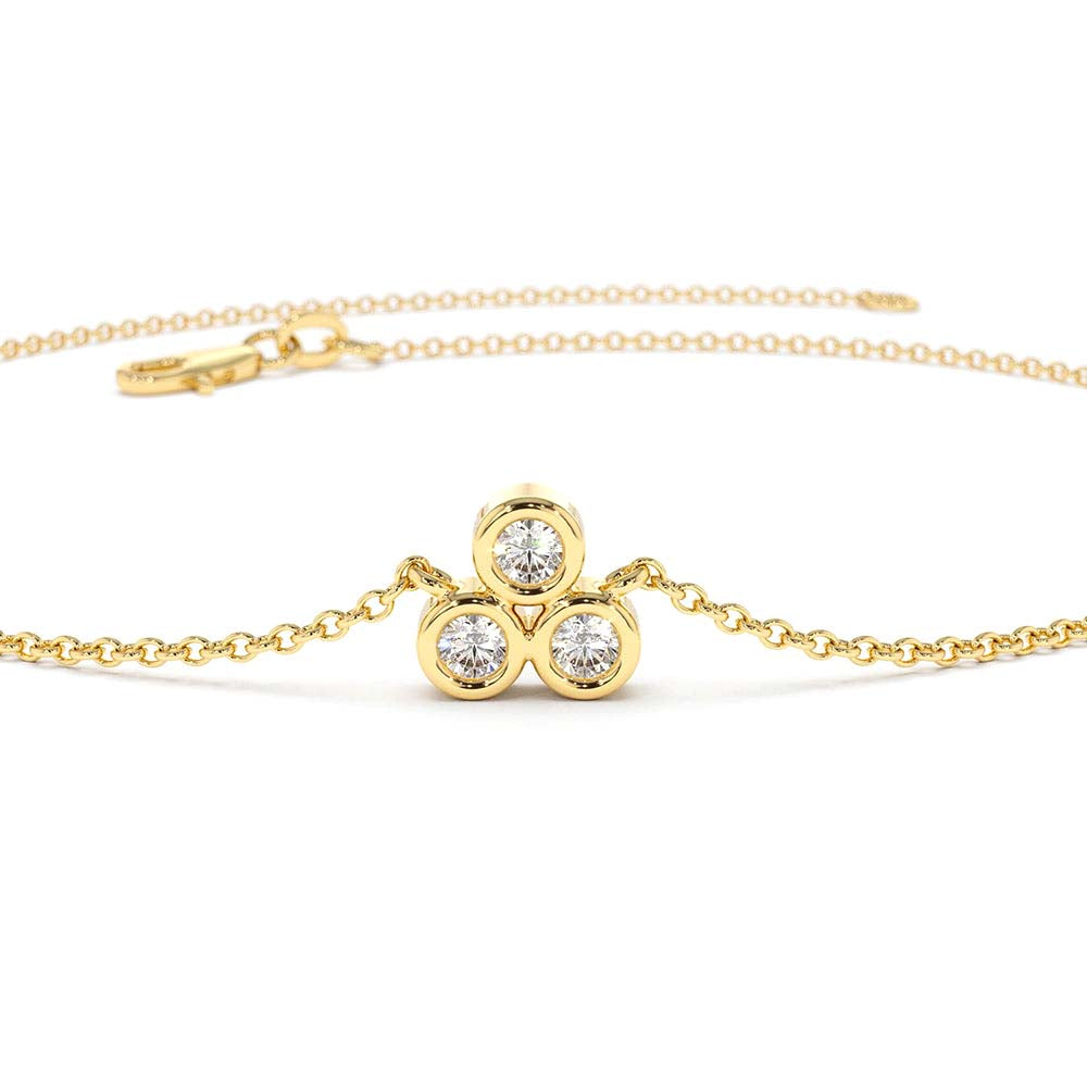 Triangle Trio Dainty Diamond Bracelet in 14K Gold — view 4