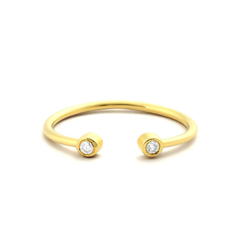 Double Bezel Set Open Diamond Ring in 14K Gold — view 1