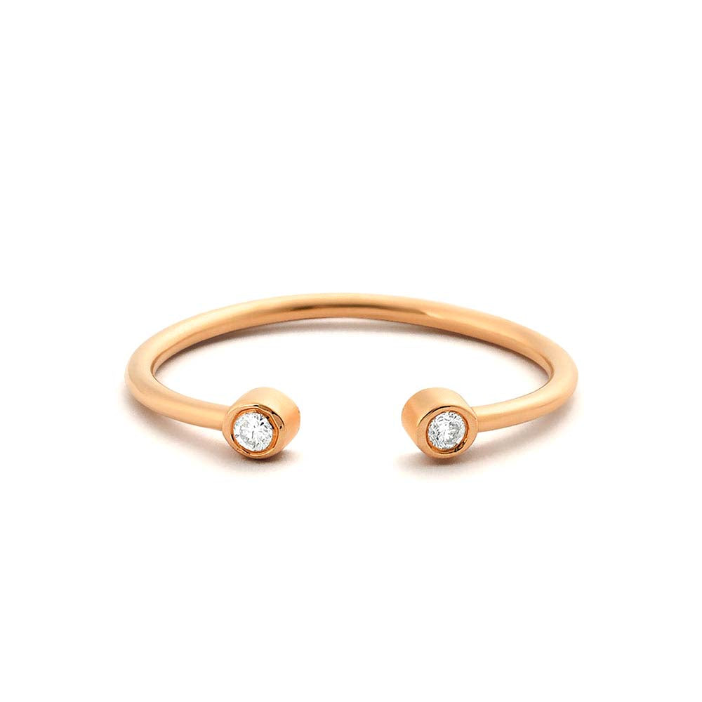 Double Bezel Set Open Diamond Ring in 14K Gold — view 4