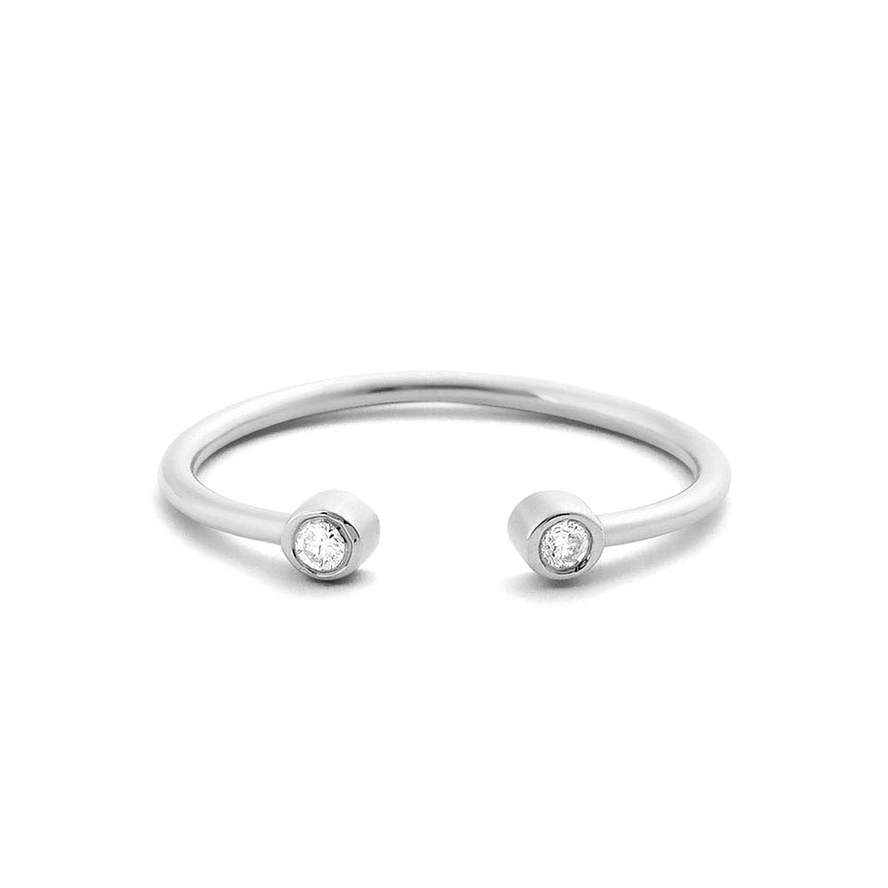 Double Bezel Set Open Diamond Ring in 14K Gold — view 3