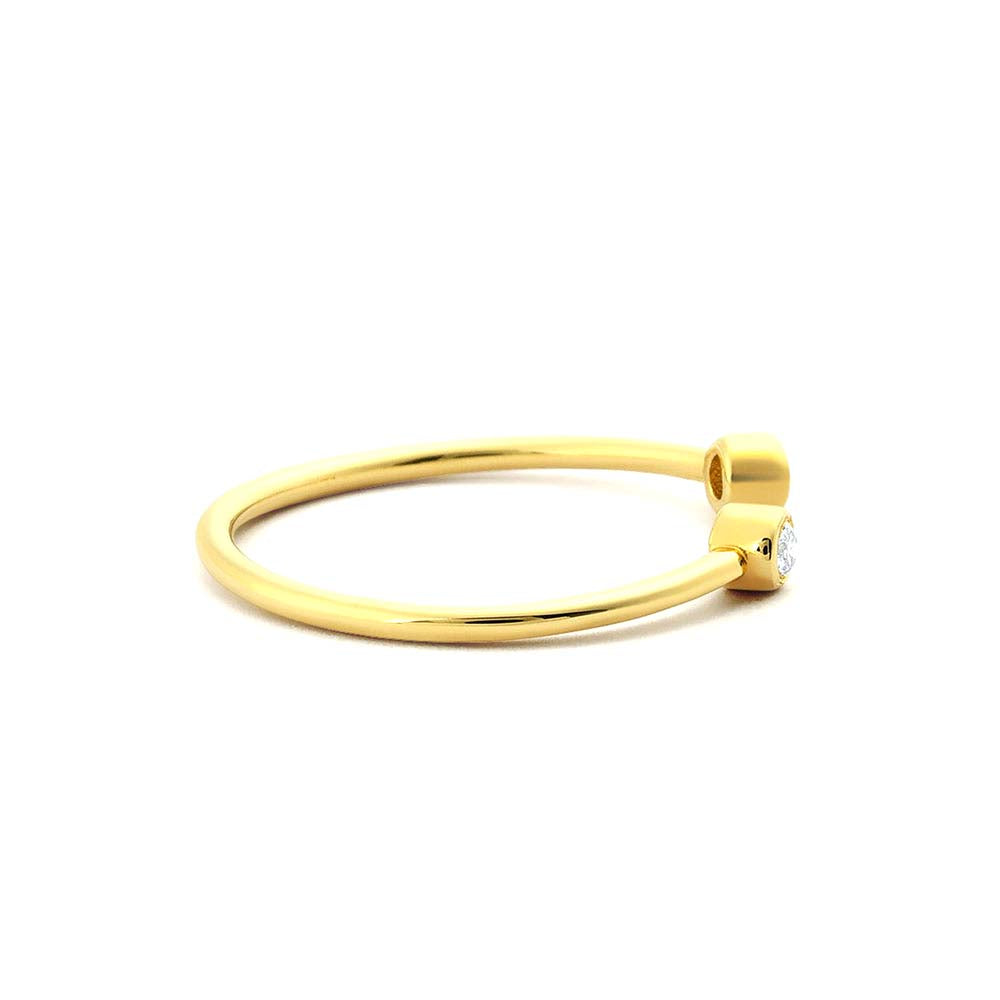 Double Bezel Set Open Diamond Ring in 14K Gold — view 2
