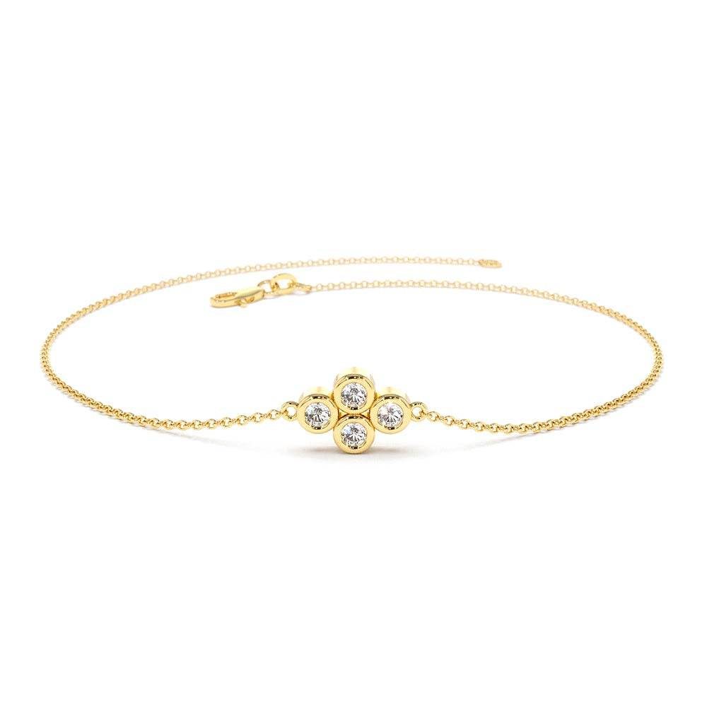 Dainty Quad Diamond Bracelet in 14K Gold — view 1