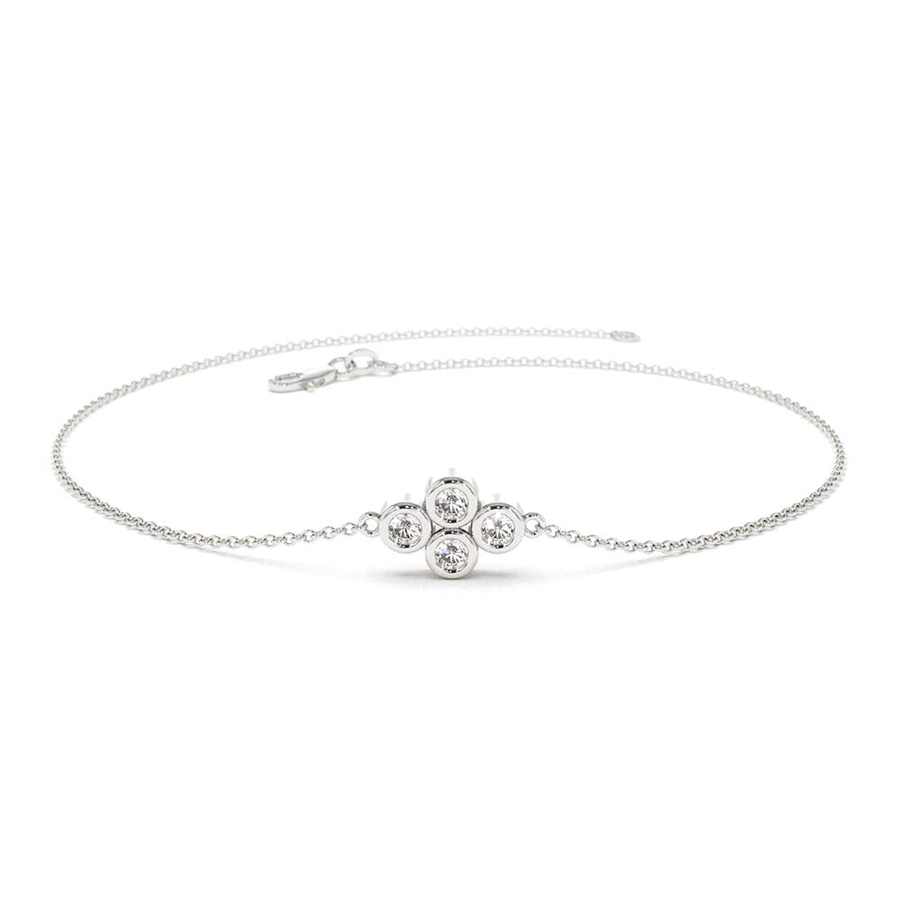 Dainty Quad Diamond Bracelet in 14K Gold — view 4